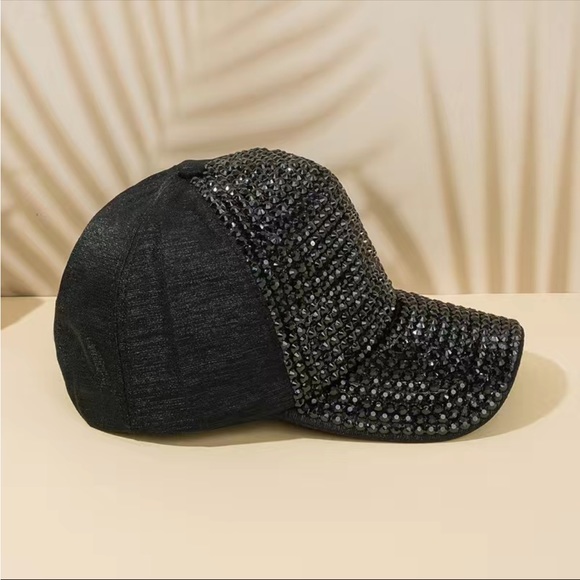 Brand new rhinestone cap in black!! - Picture 2 of 2